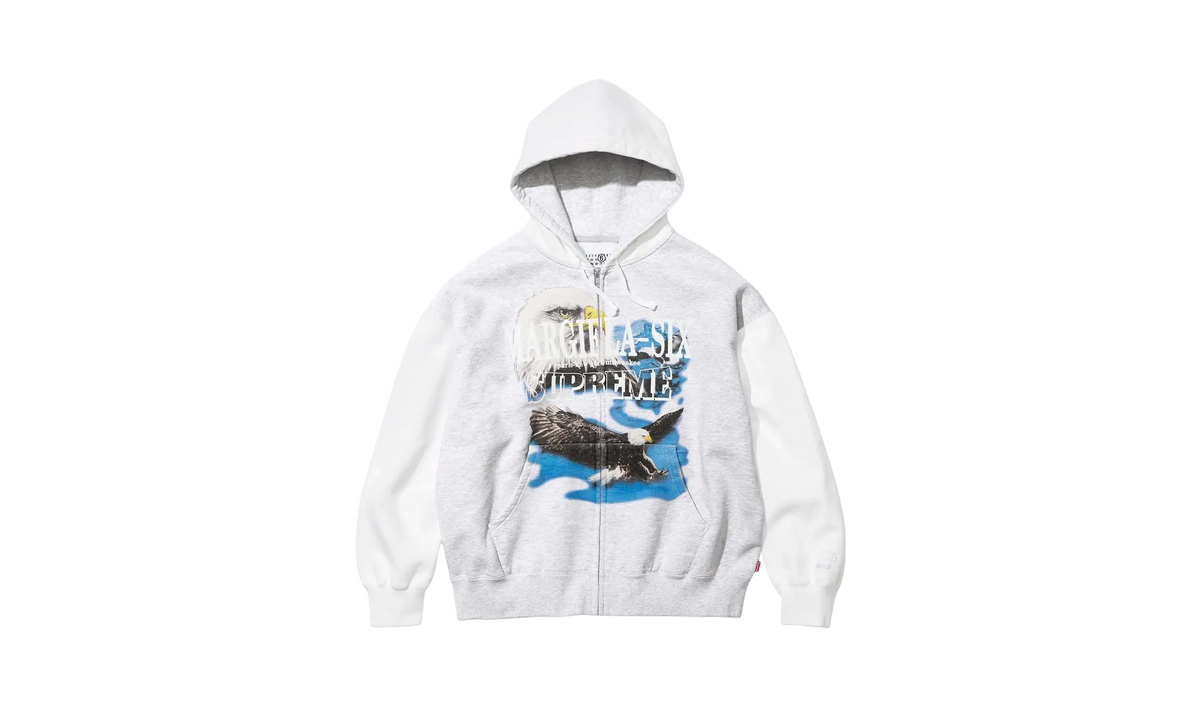 Supreme MM6 Maison Margiela Eagle Zip Up Hooded Sweatshirt Grey