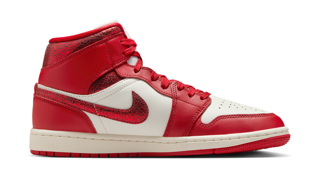 Air Jordan 1 Mid SE Red Cracked Leather (Women's) HJ9337-106 — Vista 2