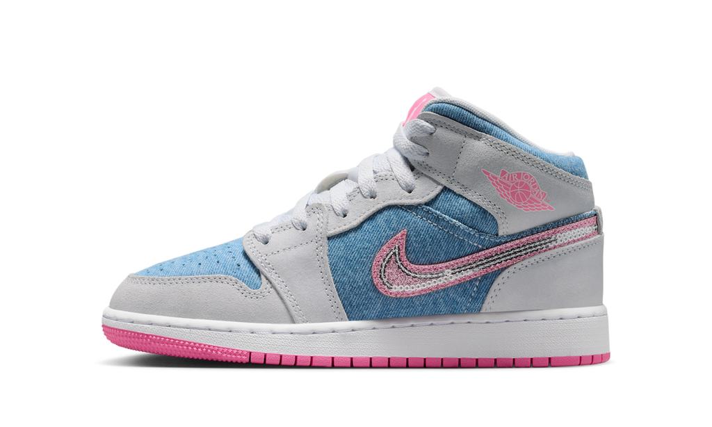 Air Jordan 1 Mid Denim Sequin (GS) HQ1999-400 — Vista 1