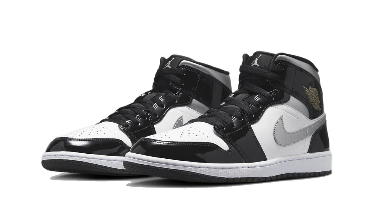Air Jordan 1 Mid SE Patent Black White Metallic Silver Metallic Gold HV0789-010 — Vista 2