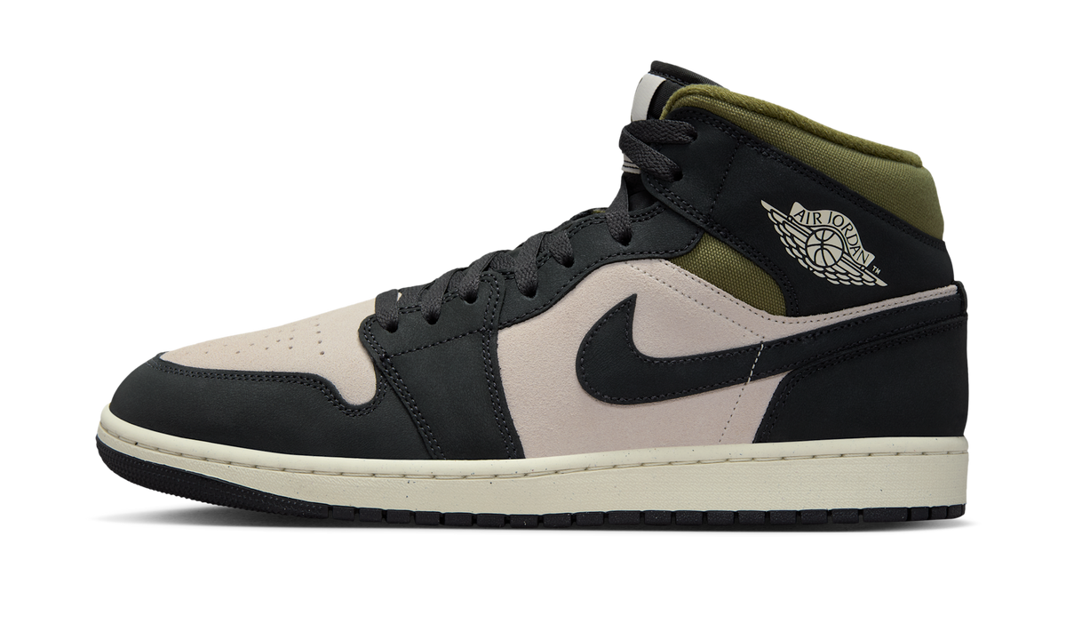 Air Jordan 1 Mid SE Off Noir Medium Olive HV4091-102 — Vista 1