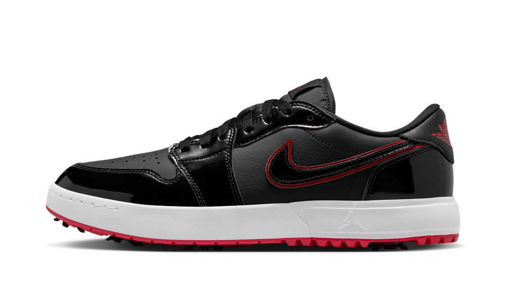 Air Jordan 1 Low Golf Spiked Bred Black Patent IQ3417-002 — Vista 1