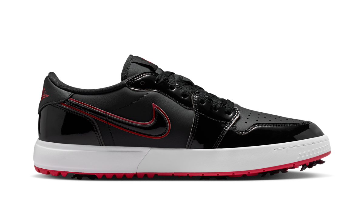 Air Jordan 1 Low Golf Spiked Bred Black Patent IQ3417-002 — Vista 2