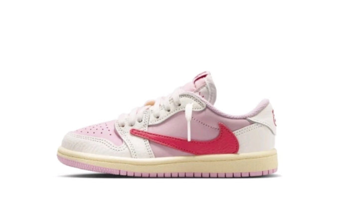 Air Jordan 1 Retro Low OG SP Travis Scott Sail Tropical Pink (PS) IQ7605-101 — Vista 1