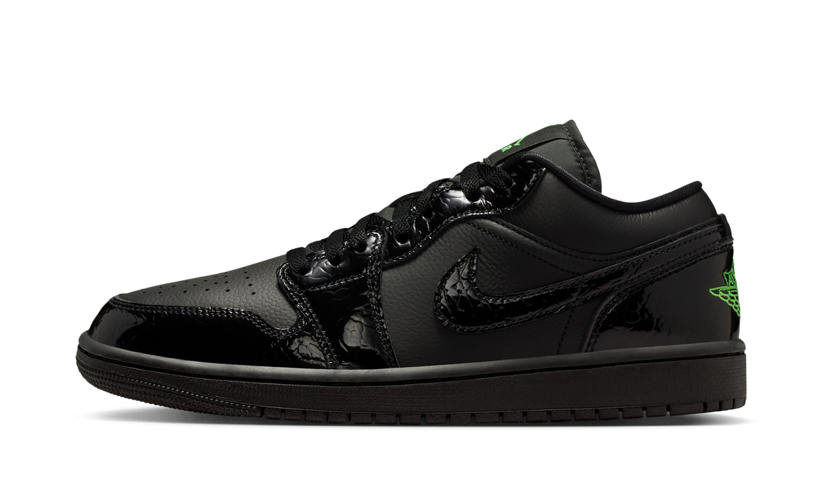 Air Jordan 1 Low SE Black Croc Scream Green (Women's) IQ9701-010 — Vista 1