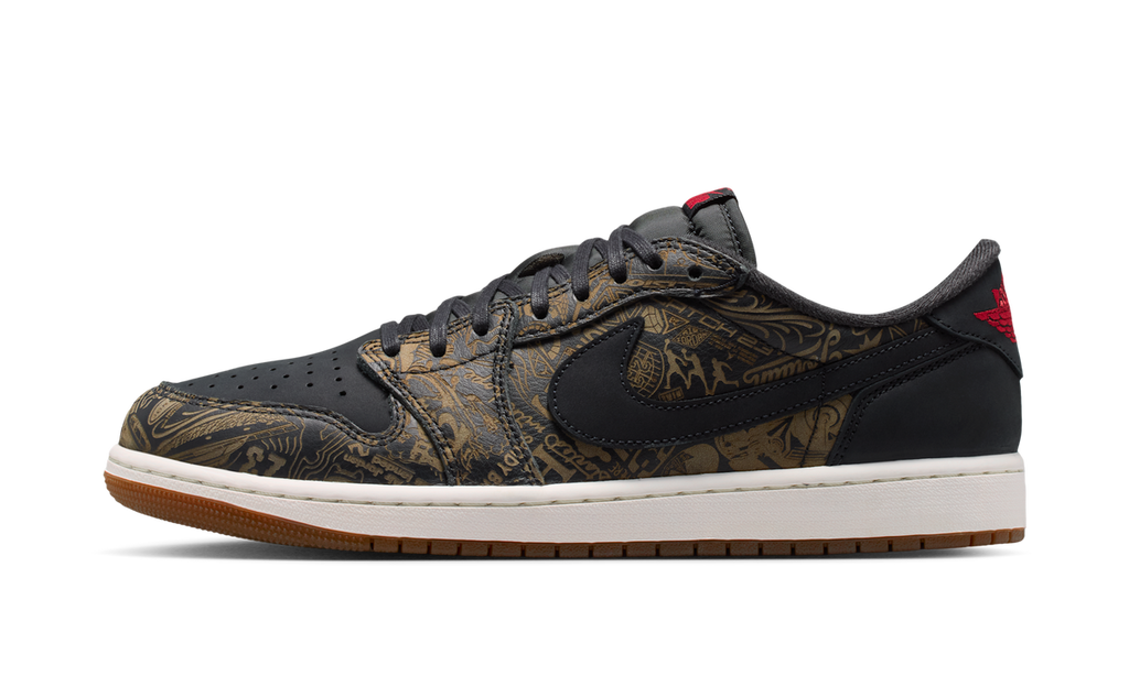 Air Jordan 1 Retro Low OG Laser Black University Red IV6750-001 — Vista 1