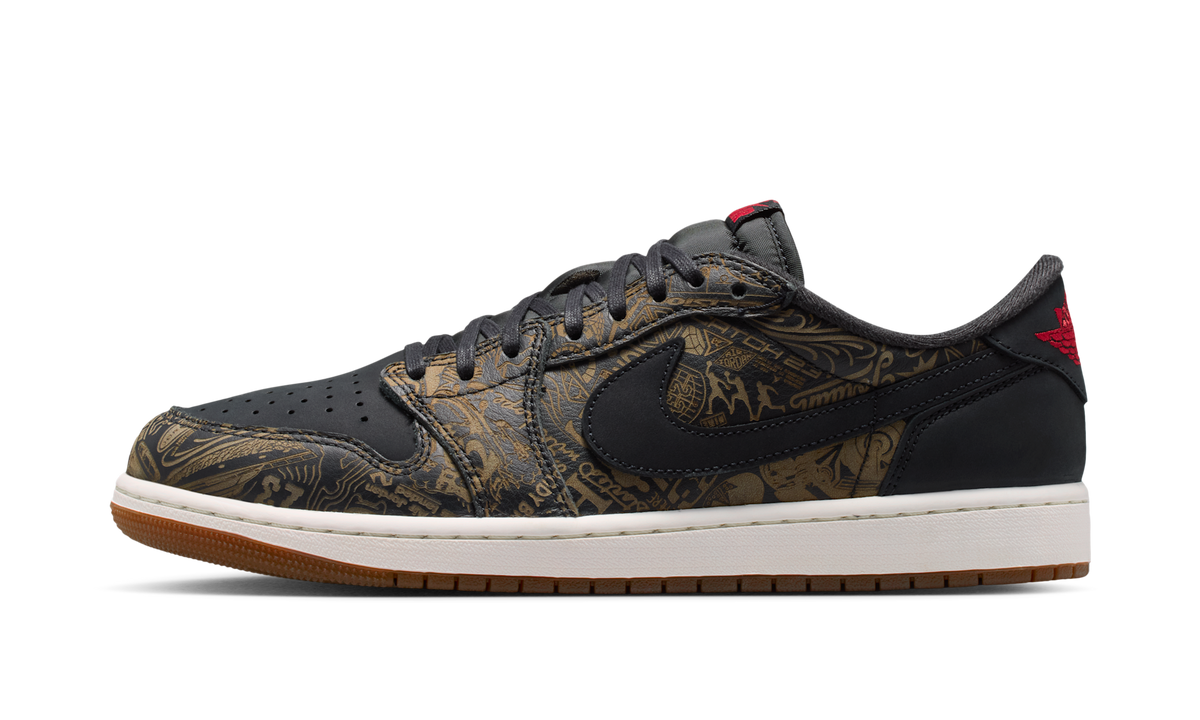 Air Jordan 1 Retro Low OG Laser Black University Red IV6750-001 — Vista 1