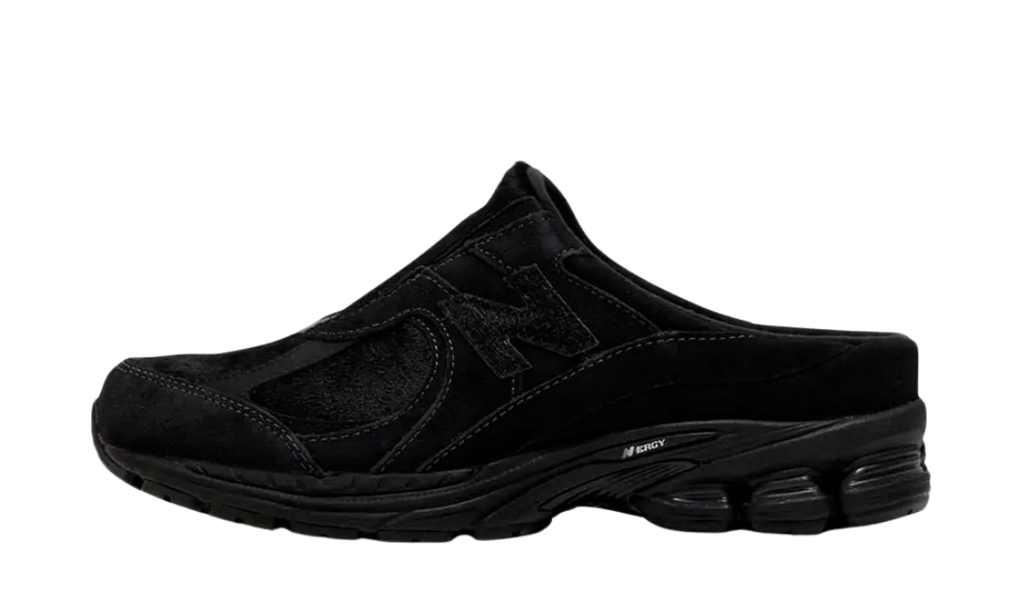 New Balance 2002R Mule Triple Black Pony Hair