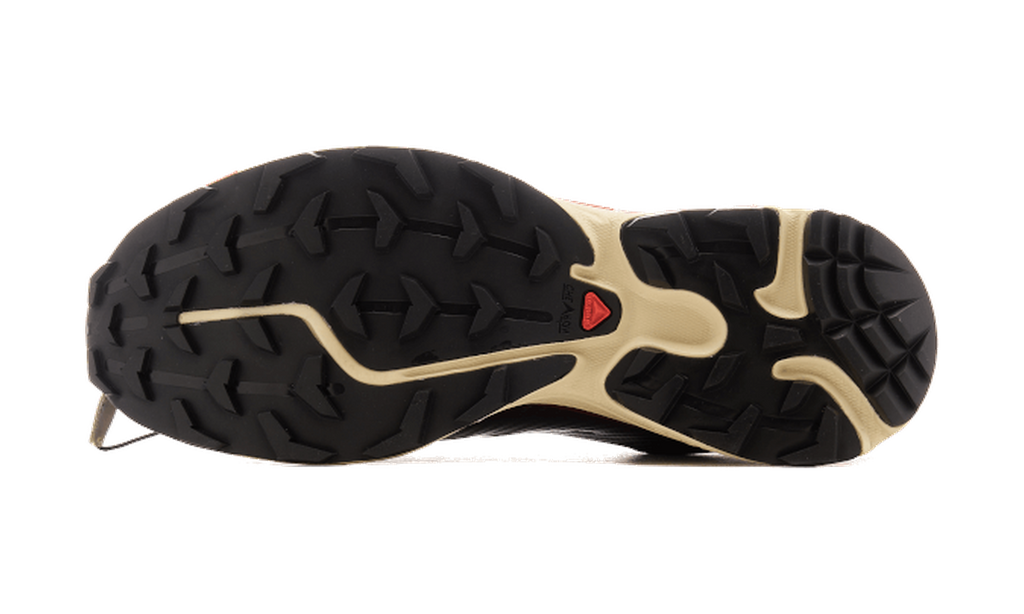 Salomon XT-4 Bitter Chocolate Mocha Mousse Fiery Red — vista suela