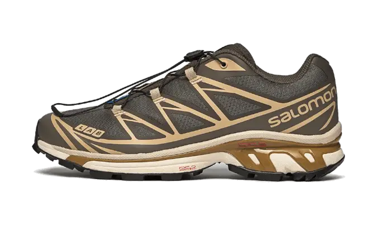 Salomon XT-6 Beluga Dull Gold — vista perfil