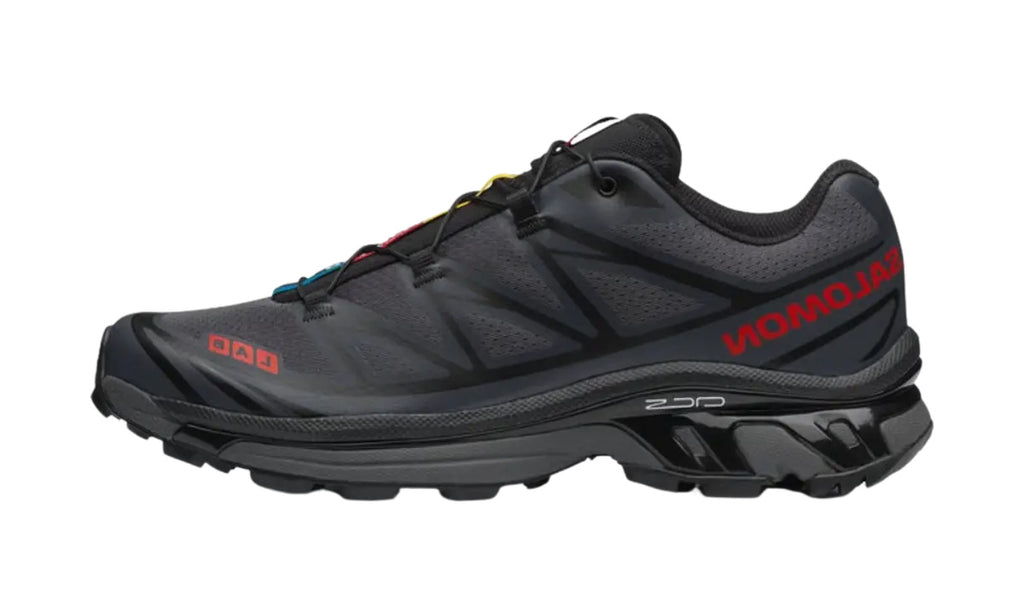 Salomon XT-6 JJJJound Black Fiery Red de perfil