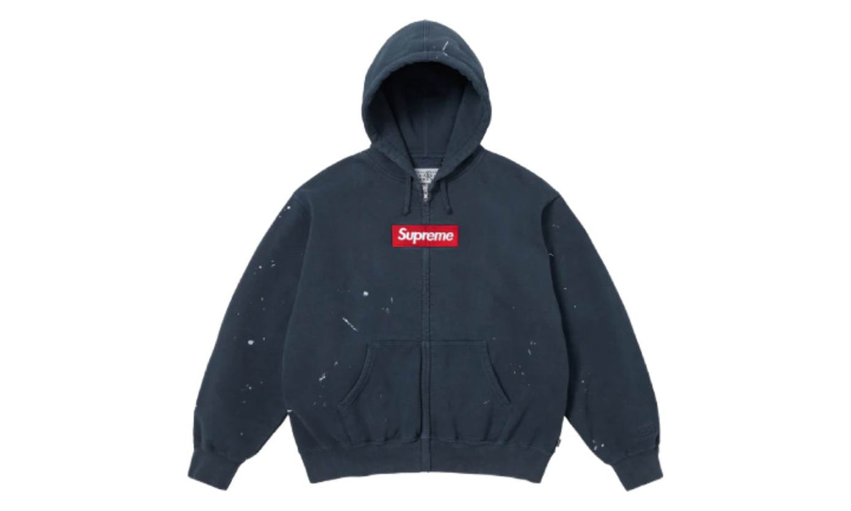 Supreme MM6 Maison Margiela Box Logo Zip Up Hooded Sweatshirt Navy