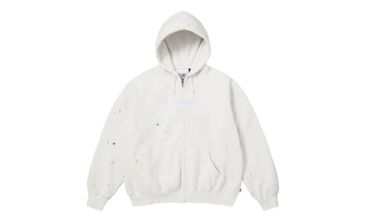 Supreme MM6 Maison Margiela Box Logo Zip Up Hooded Sweatshirt White