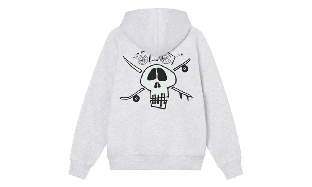 Stussy Surf Skate Skull Hoodie Ash Heather