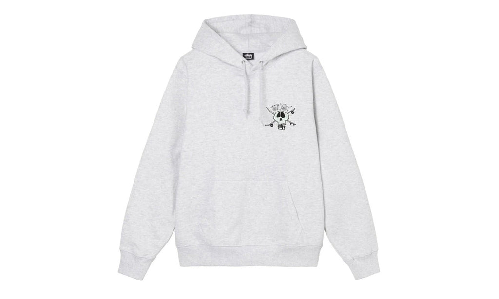 Stussy Surf Skate Skull Hoodie Ash Heather