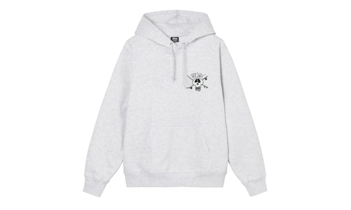 Stussy Surf Skate Skull Hoodie Ash Heather