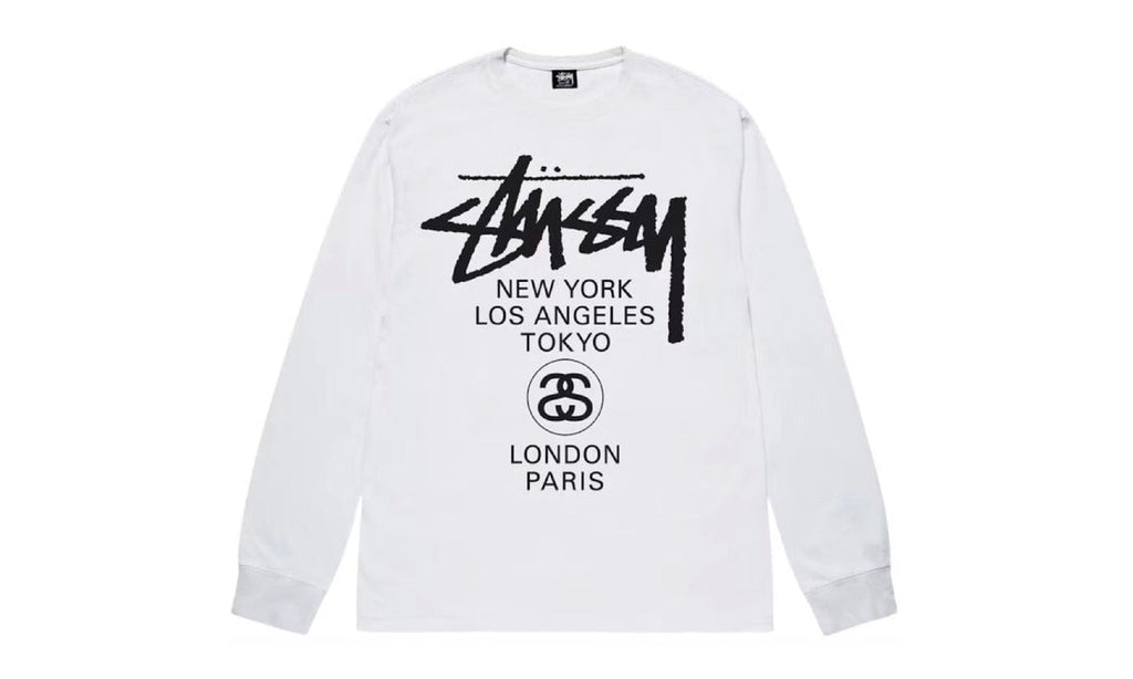 Stussy World Tour LS Tee White
