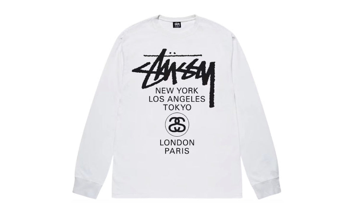 Stussy World Tour LS Tee White