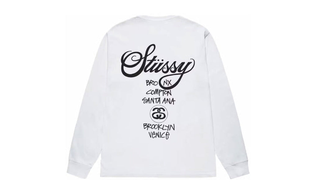 Stussy World Tour LS Tee White