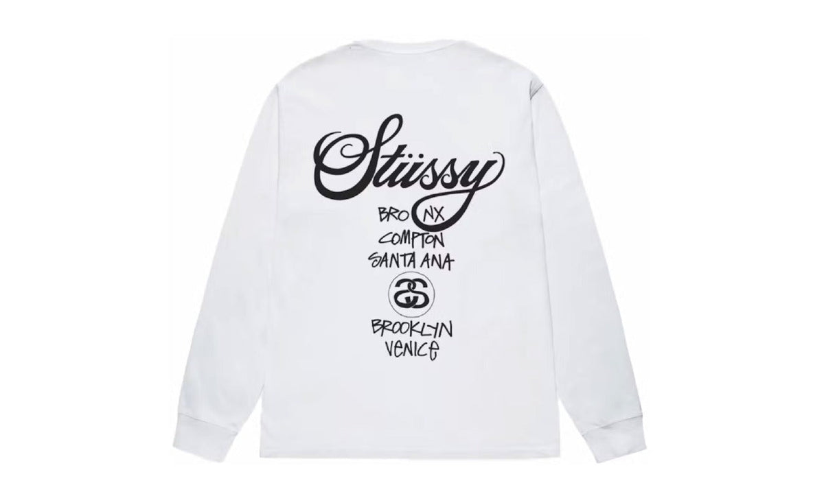 Stussy World Tour LS Tee White