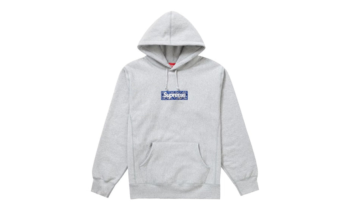 Supreme Bandana Box Logo Hooded Sweatshirt Heather Grey