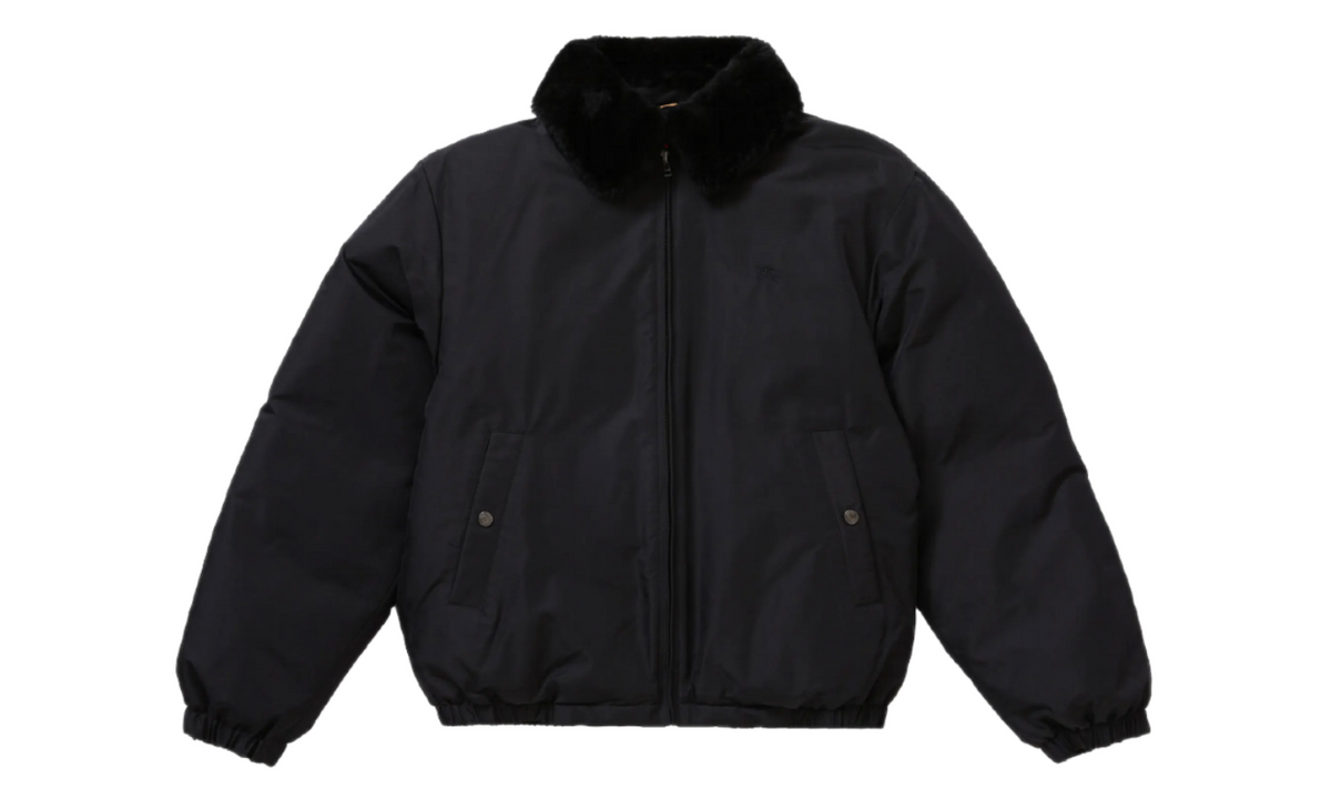 Supreme Burberry Shearling Collar Down Puffer Jacket Black