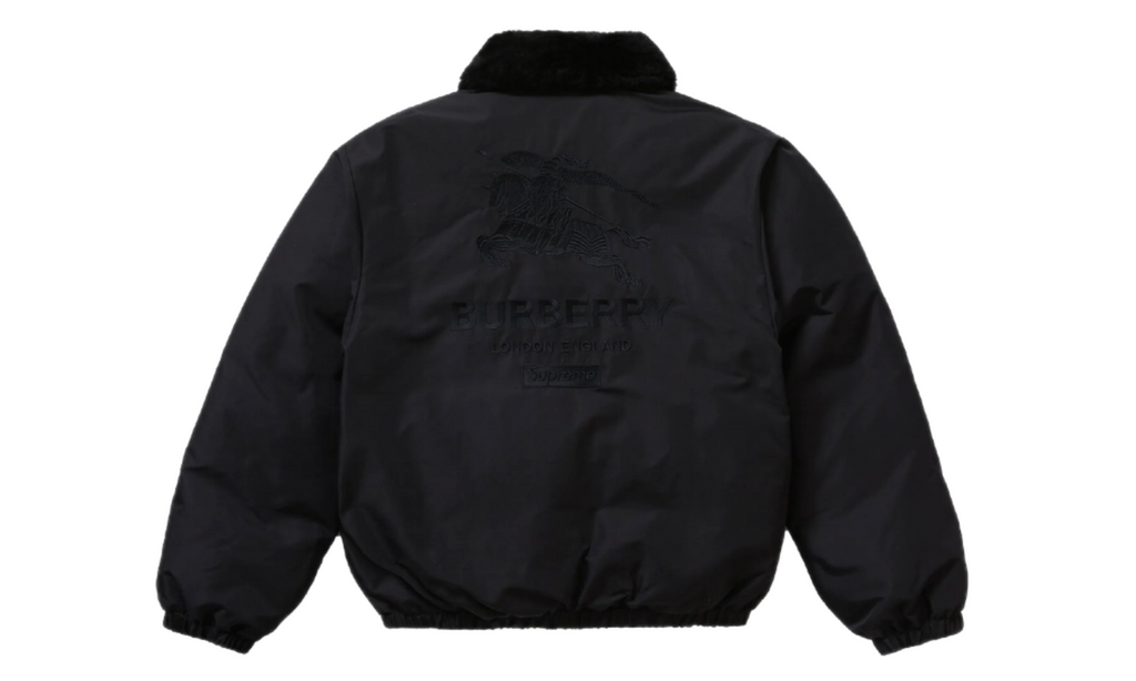 Supreme Burberry Shearling Collar Down Puffer Jacket Black