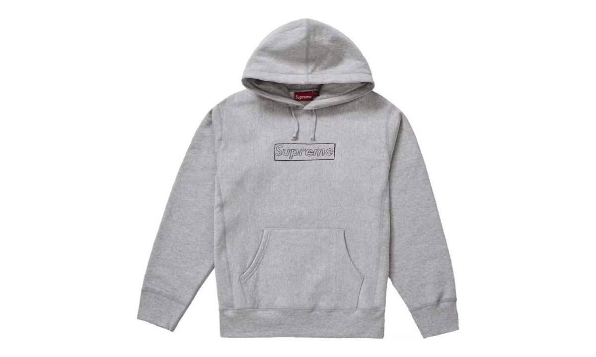 Supreme KAWS Chalk Logo Hooded Sweatshirt Heather Grey
