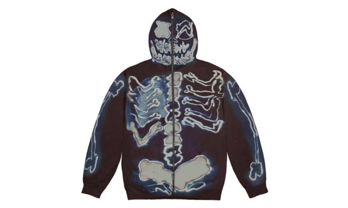 Travis Scott Cactus Jack For Fragment Skeleton Graffiti Full Zip Hoodie Multicolor