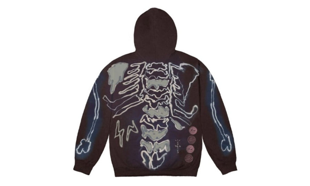 Travis Scott Cactus Jack For Fragment Skeleton Graffiti Full Zip Hoodie Multicolor